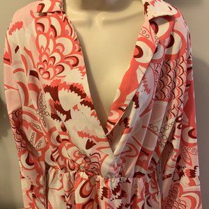 Pink Print Romper by Shein